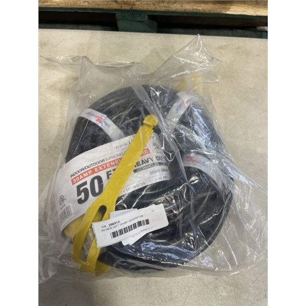 AS NEW 50FT 30AMP GENERATOR EXTENSION CORD