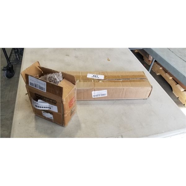 8 NEW 14 INCH DRAWER SLIDES AND NEW ANTIQUE WHITE CAST IRON MOUSE DOOR STOP