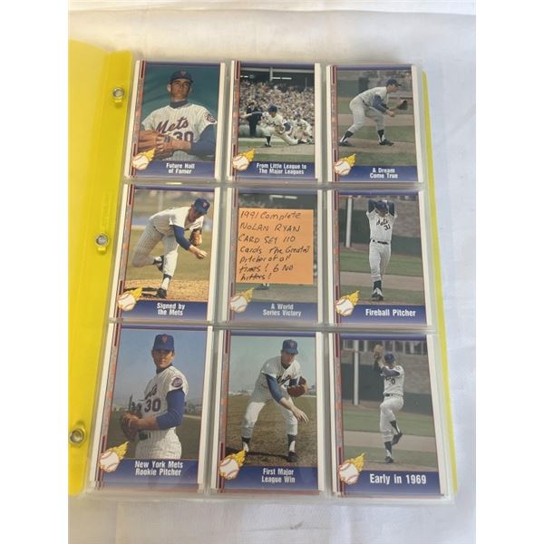 1991 COMPLETE NOLAN RYAN CARD SET - 110 CARDS OF TGE GREATEST PITCHER OF ALL TIME, 6 NO HITTERS