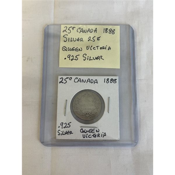 1888 25 CENT SILVER QUEEN VICTORIA .925 SILVER