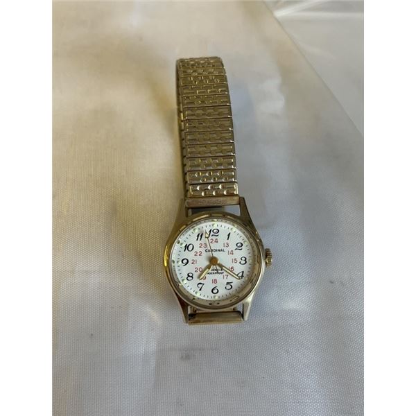 VINTAGE MECHANICAL WATCH, CADRDINAL, 21 JEWELS, SHOCKPROOF, 24HRS AND DOTS FOR BLINDNESS DIAL, MANUA