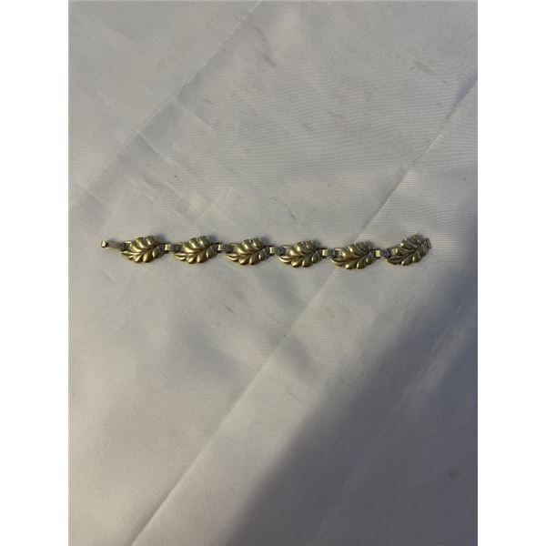 GOLD VERMEIL STERLING SILVER BRACELET 6.5" LENGTH ORIGINAL CLASP, MARKED STERLING AND HALLMARK