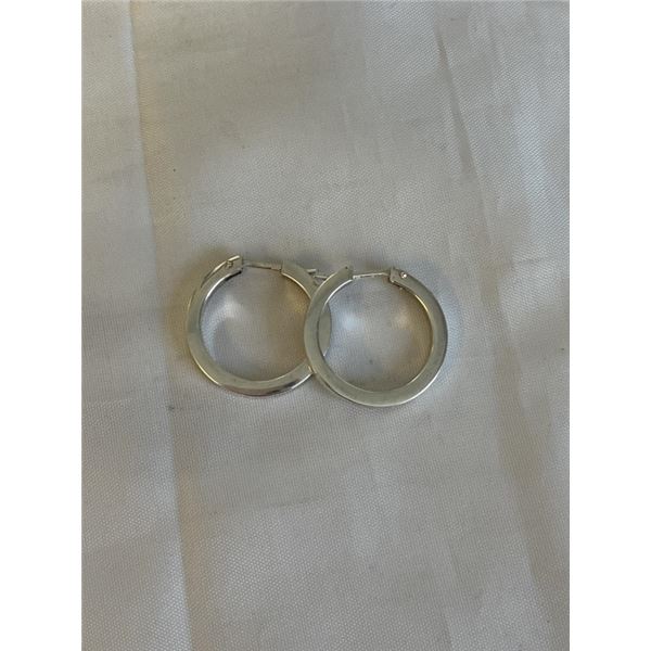 SOLID STERLING SILVER PAIR OF HOOP EARRINGS, MARKED 925 ITALY