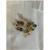 Image 2 : VINTAGE GOLD FILIGREE W/ GEM STONES BROOCH