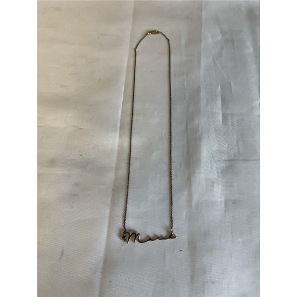 VINTAGE GOLD GUILDED STERLING SILVER "MERCI" NECKLACE MARKED 925, 19" L