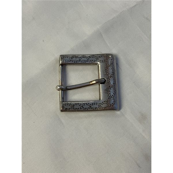 VINTAGE HAND ENGRAVED SILVER BELT BUCKLE, MARKED ITALEGGA, MADE IN ITALY, MOD DEP