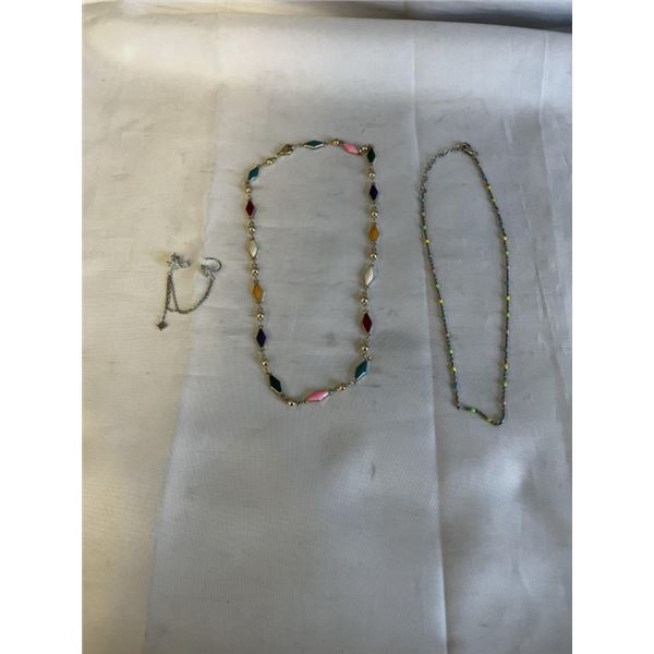 2 COLOURFUL 925 LINKS NECKLACES, AND 925 SHOOTING STAR DANGLE EARRING