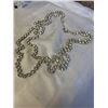Image 2 : EXTREME LENGTH AND HEAVY SILVER PLATED W/ RHINESTONES NECKLACE
