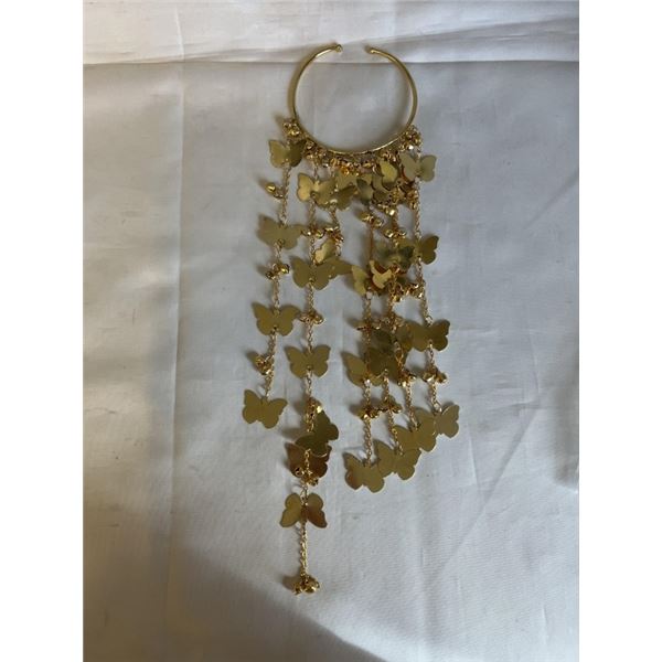 22K GOLD PLATED SOUTHEAST ASIAN BANGLE W/ BUTTERFLY TASSELS