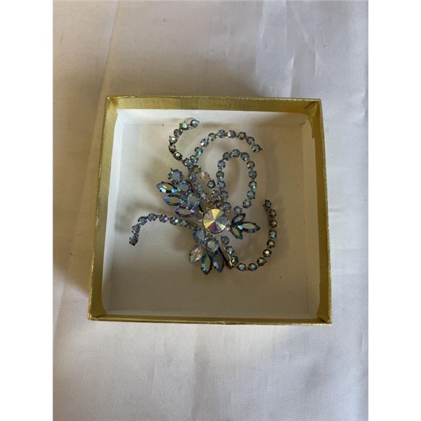 VINTAGE AURORA BOREALIS BROOCH, MARKED TRIAD
