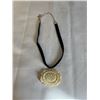 Image 1 : VINTAGE HAND CARVED BONE OR IVORY PENDANT W/ BLACK CORD NECKLACE