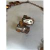 Image 3 : VINTAGE COPPER W/ ENAMEL NECKLACE AND PAIR OF EARRINGS MARKED MATTISSE