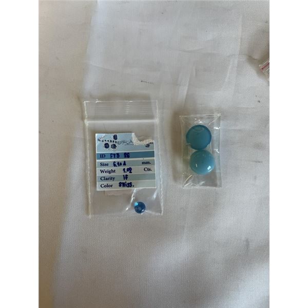 18.62CT NATURAL PAIR OF BLUE BOTSWANA AGATE ROUCH CABOCHON CUT STONES AND BLUE SWISS TOPAZ GEMSTONE