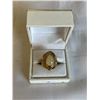 Image 1 : VINTAGE GOLD TONE W/ ROSE QUARTZ STONE RING UNMARKED, SIZE 8