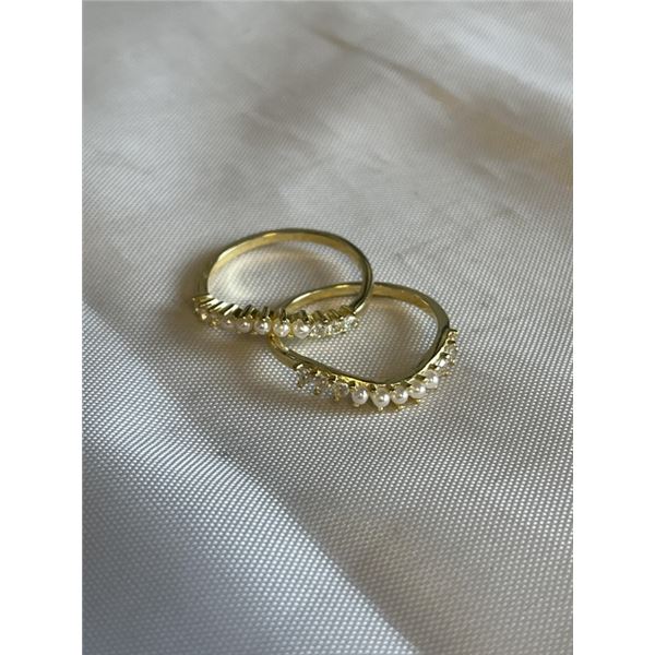 PAIR OF NEW GOLD GUILDED STERLING SILVER RINGS, EACH MARKED 925 CN SIZE 8