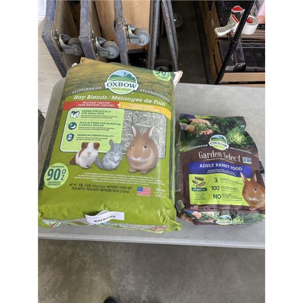 BAG OF OXFORD HAY BLEND AND BAG OF ADULT RABBIT FOOD