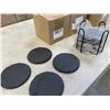 Image 4 : 3 NEW SETS OF SLATE COASTES WITH HOLDER