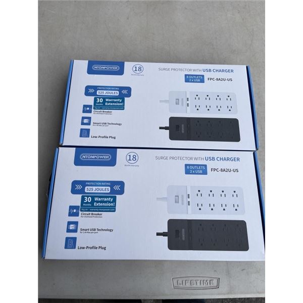 2 NEW 8 OUTLET POWER BARS WITH USB