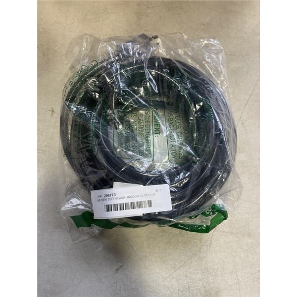 AS NEW 25FT BLACK  INDOOR OUTDOOR HEAVY DUTY LIGHTED 3 WIRE GROUNDED EXTENSION CORD 12AWG