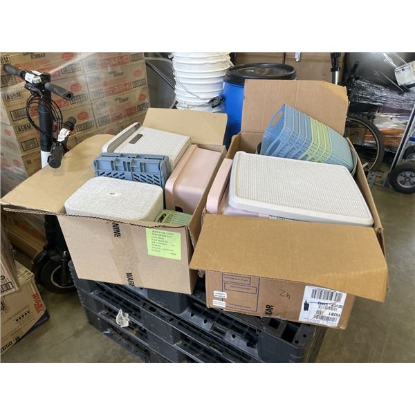 2 BOXES OF IKEA ORGANIZERS AND BINS