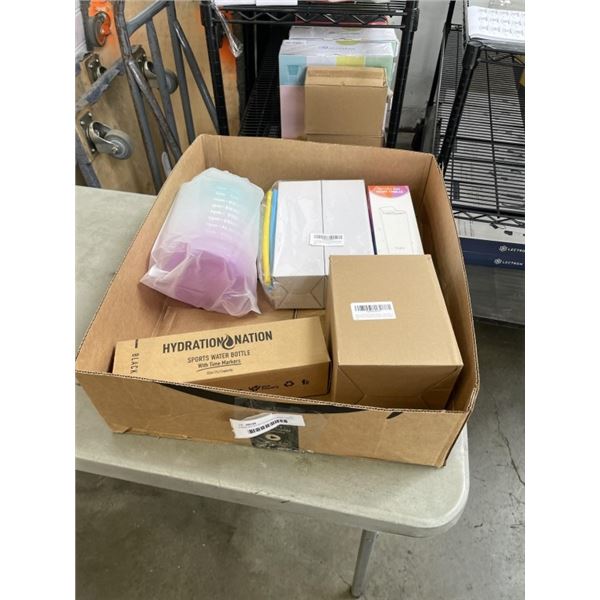 6 NEW WATER BOTTLES INCLUDING LARGE 64 OZ MOTIVATIONAL, ETC