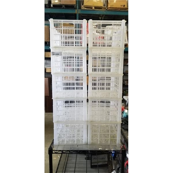 10 WHITE STACKING BINS