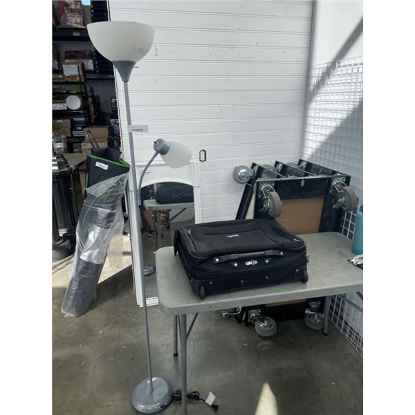 SUITCASE AND FLOOR LAMP