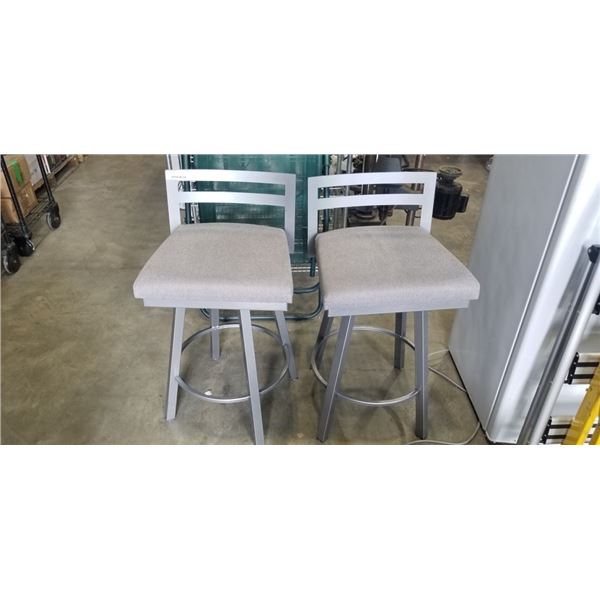 PAIR OF GREY SWIVEL BARSTOOLS