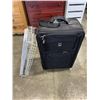 Image 1 : BLACK SUITCASE AND WHITE METAL SHOE RACK