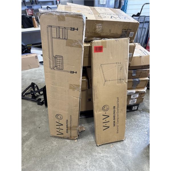 VIVO BLACK CLAMP ON DESK SHELVING SYSTEM AND VUIVO 42 INCH OVERHEAD CLAMP ON DESK SHELF