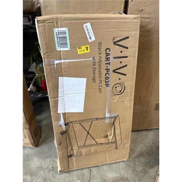 VIVO BLACK ADJUSTABLE PC CART WITH STORAGE
