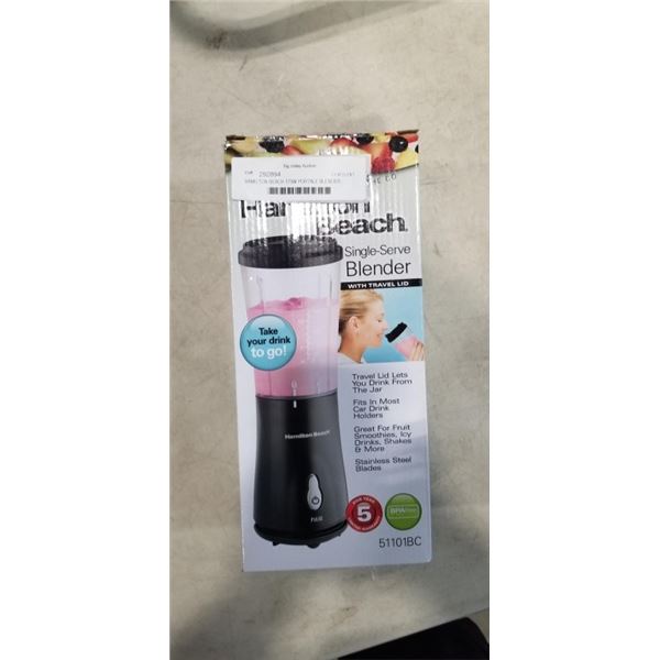 HAMILTON BEACH 175W PORTALE BLENDER - TESTED WORKING