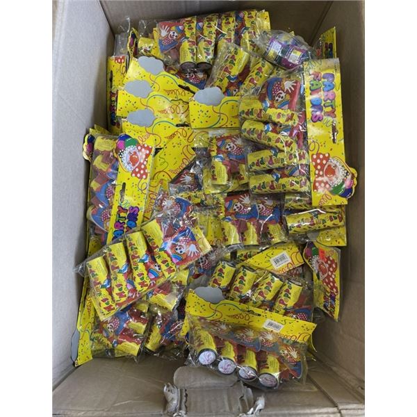 LARGE CASE OF NEW KIDS POPPER PARTY FAVOURS AND KITES