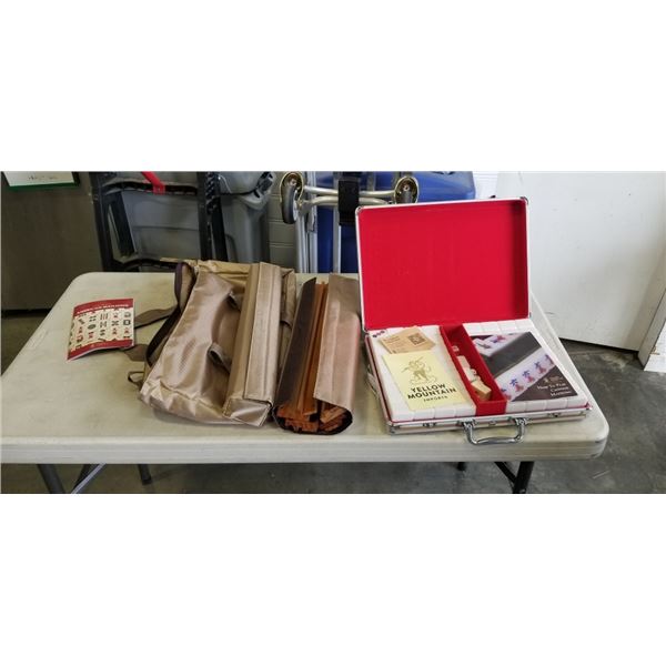 2 AS NEW YELLOW MOUNTAIN MAHJONG GAMES, ONE HARD CASE SET AND ONE TRAVEL SET