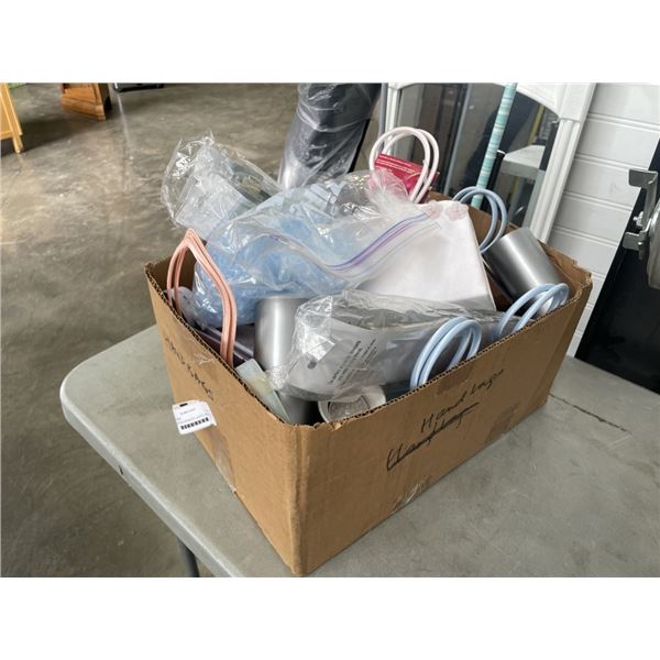 BOX OF BATTERY OPERATED LIGHTS, HAND BAGS AND MINI FRAMES