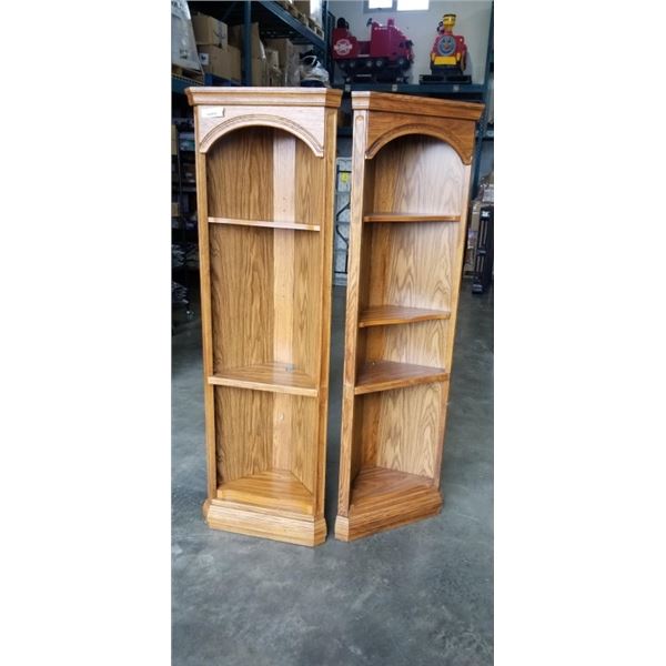 PAIR OF OAK CORNER CABINETS