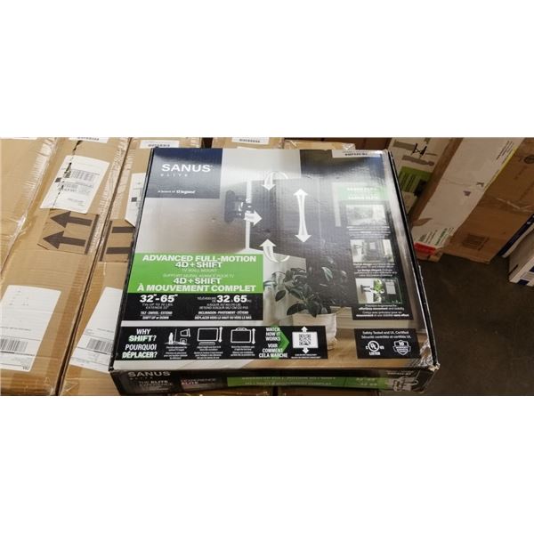 SANUS ELITE 32"-65" ADVANCED FULL MOTION 4D AND SHIFT TV WALL MOUNT, RETAIL $289