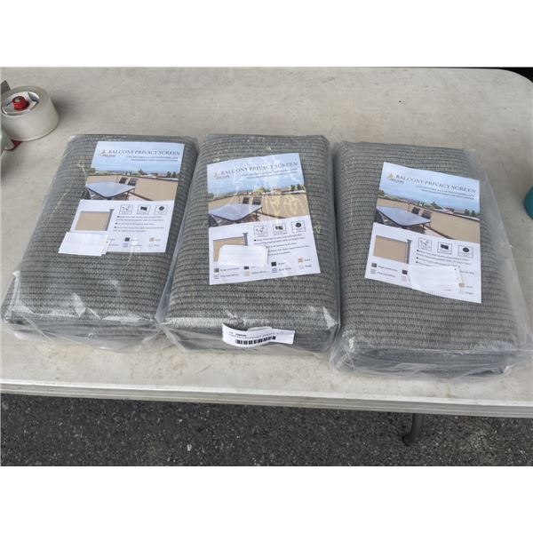 3 NEW BALCONY PRIVACY SCREENS, 3FT X 16FT EACH