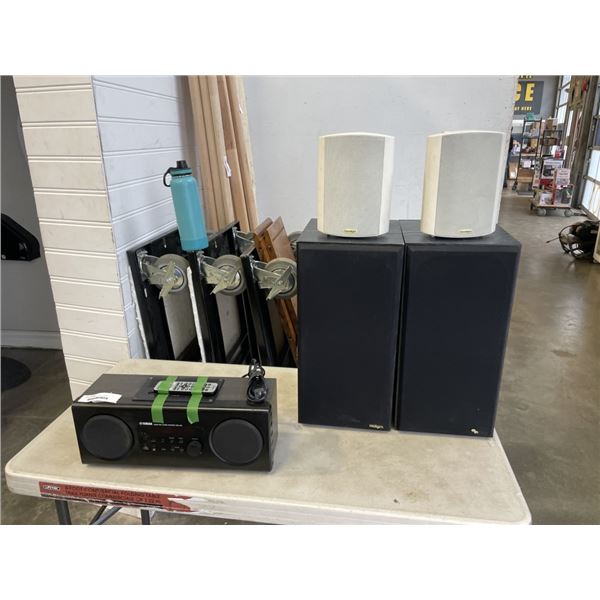 2 SETS OF SPEAKERS AND YAMAHA DESKTOP AUDIO SYSTEM
