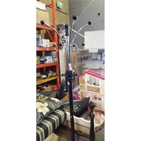 BLACK AND CHROME METAL COATRACK