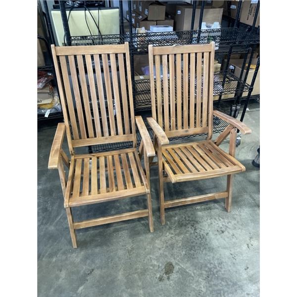 2 TEAK FOLDING PATIO CHAIRS