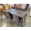 Image 2 : ANTIQUE RUSTIC PINE STAINED COUNTRY STYLE  DINNG TABLE AND 4 UPHOLSTERED CHAIRS