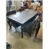 Image 3 : ANTIQUE RUSTIC PINE STAINED COUNTRY STYLE  DINNG TABLE AND 4 UPHOLSTERED CHAIRS