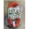 Image 1 : AS NEW 50FT ORANGE  INDOOR OUTDOOR HEAVY DUTY LIGHTED 3 WIRE GROUNDED EXTENSION CORD 16AWG