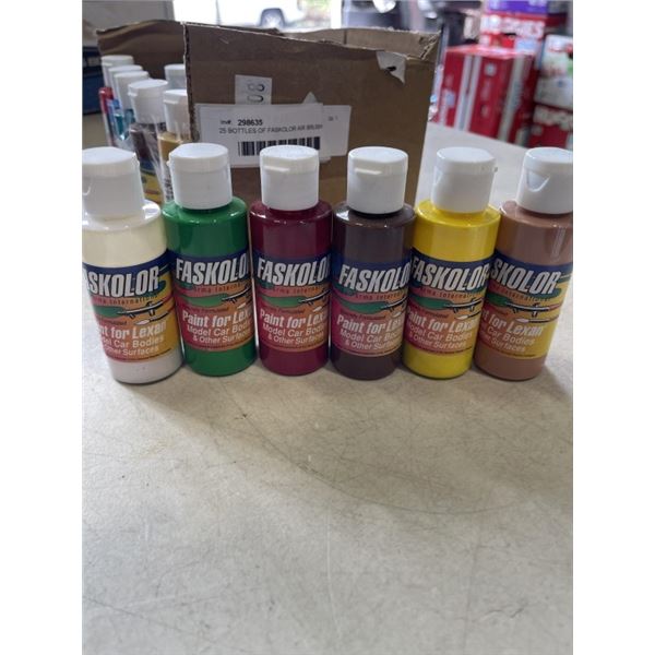 25 BOTTLES OF FASKOLOR AIR BRUSH PAINT MSRP $200