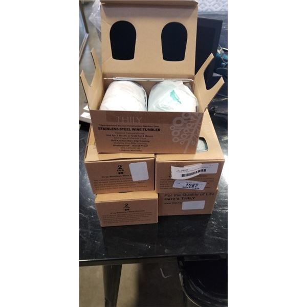 10 NEW 12 OZ STAINLESS WINE GLASSES WITH STRAWS