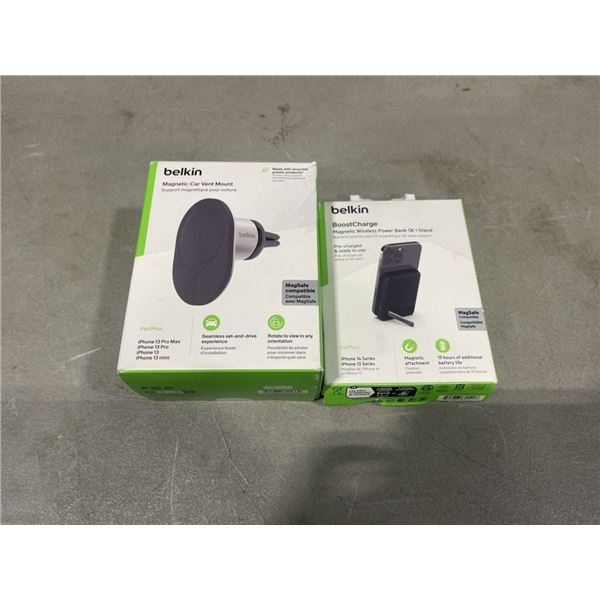 BELKIN MAGNETIC CAR VENT MOUNT, AND BELKIN BOOSTCHARGE MAGNETIC WIRELESS POWER BANK 5K  STAND