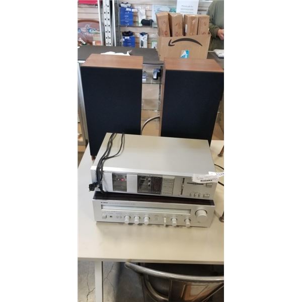 YAMAHA R300 RECEIVER, NAKAMICHI CASETTE DECK AND PAIR OF SPEAKERS