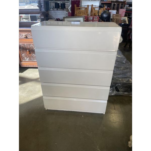 WHITE 5 DRAWER HIGHBOY DRESSER