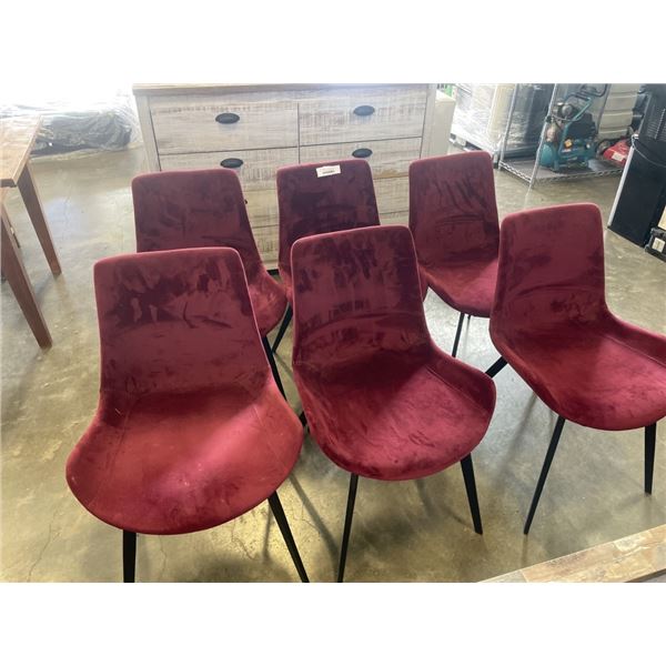 SET OF 6 BURGUNDY DINING CHAIRS
